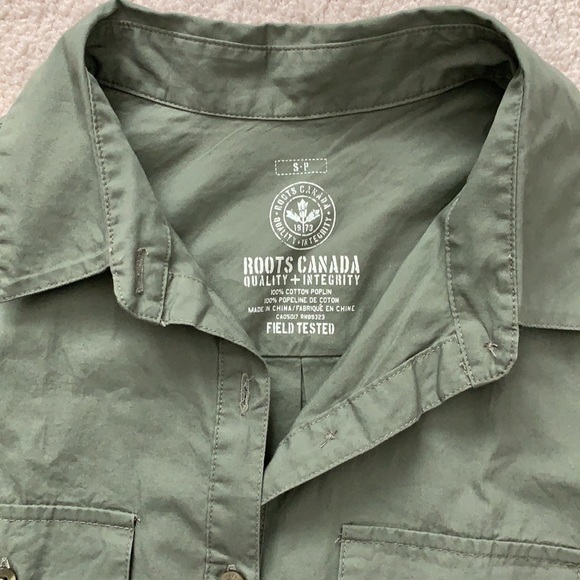 Roots Canada Khaki Small size cotton button dress - Picture 6 of 8